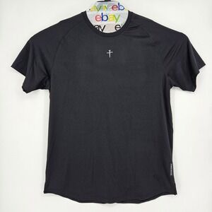 Three Nails Shirt Mens Large Stretch Performance Gym Training Short Sleeve Black